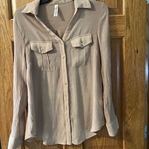 PerSeption Concept Light Brown Button-Down Shirt